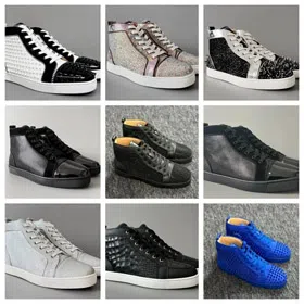 Christian Louboutin CL calfskin round toe lace-up high-top sneakers-2963  