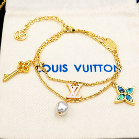 Louis Vuitton LV abalone key pink enamel letter double bracelet -3718