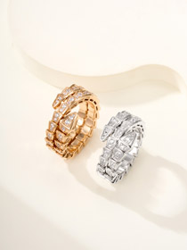 Bulgari full diamond 3 circles snake ring-3725