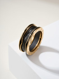 Bulgari ceramic rose gold ring-3739