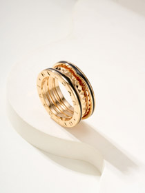 Bulgari rose gold three-circle sawtooth ring-3741